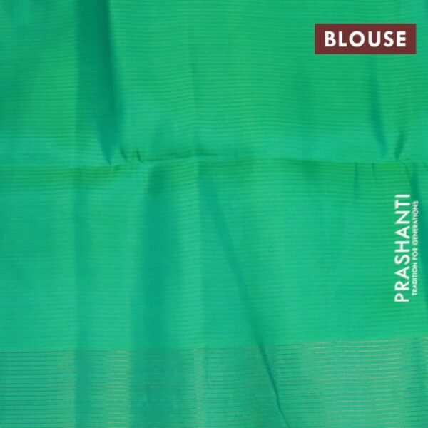 Pure soft silk saree deep purple and light green with zari woven buttas and zari woven butta border - Image 4