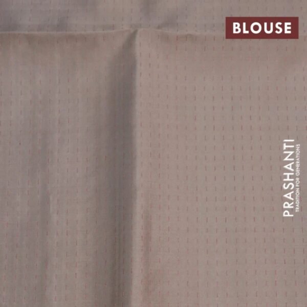 Pure soft silk saree grey shade with allover thread & zari weaves in borderless style - Image 4