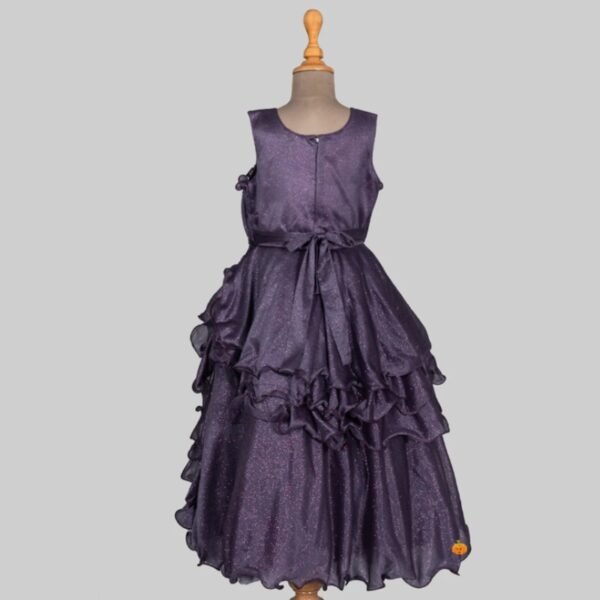 Purple Floral Pattern Girls Gown - Image 3