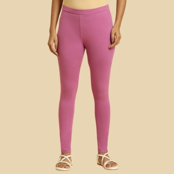Purple Knitted Solid Tights
