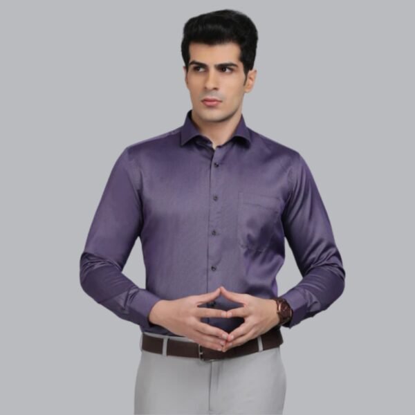 Purple Solid Slim Fit Formal Shirt