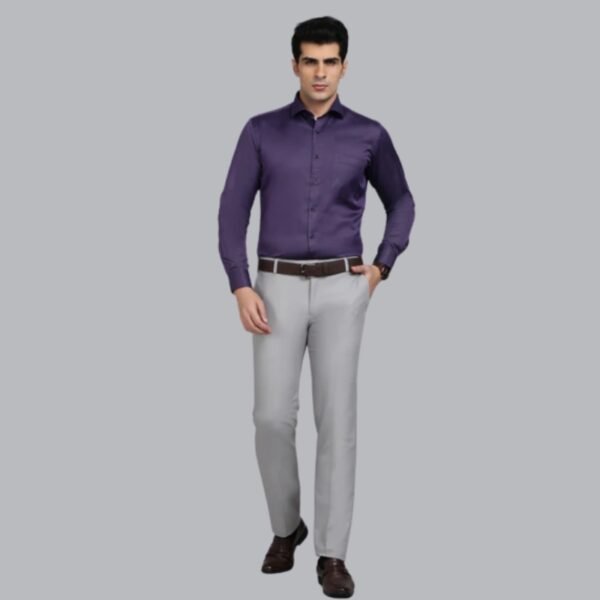Purple Solid Slim Fit Formal Shirt - Image 2