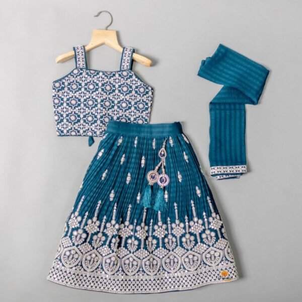 Rama Embroidered Lehenga Choli for Girls