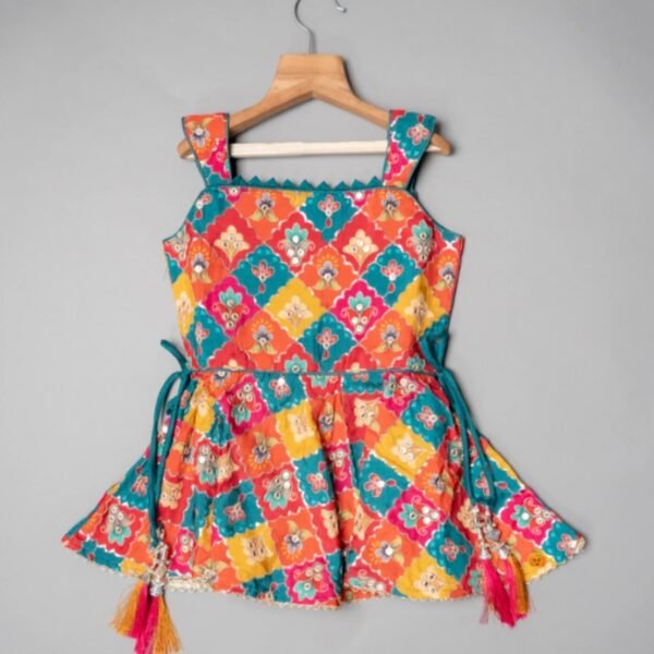 Rama Printed Kurti with Dhoti Set - Image 2