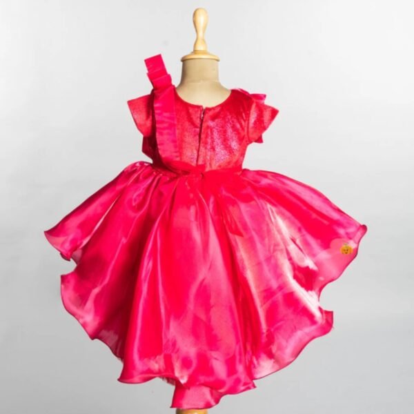 Rani & Wine High Low Pattern Girls Frock - Image 3