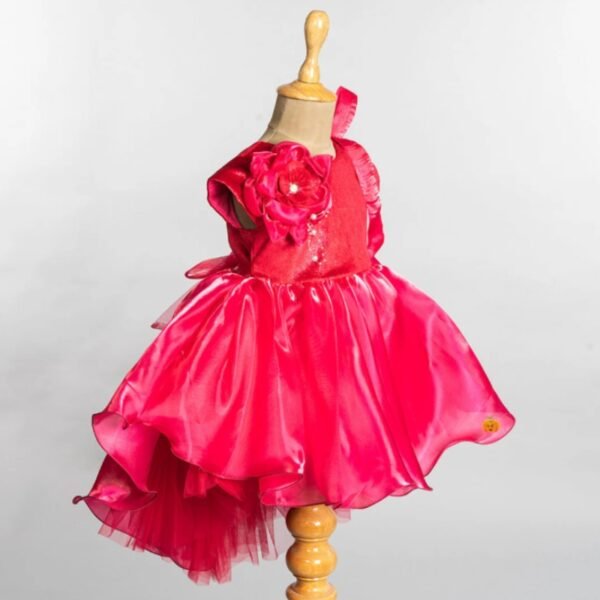 Rani & Wine High Low Pattern Girls Frock - Image 2