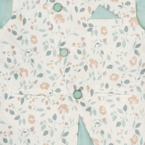 Sea Green Boys Kurta Pajama with Jacket - Image 2