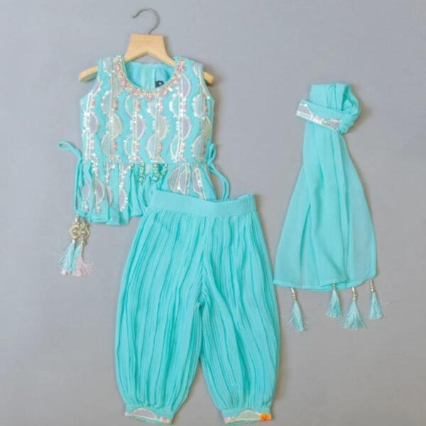 Sea Green Girls Palazzo Suit