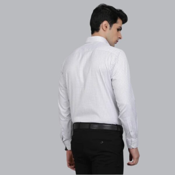 White Checked Regular Fit Formal Shirt - Image 4