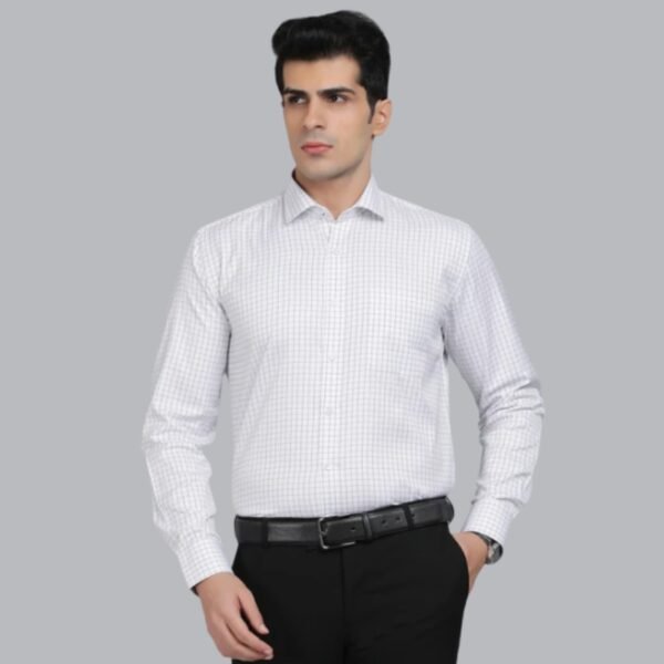 White Checked Regular Fit Formal Shirt