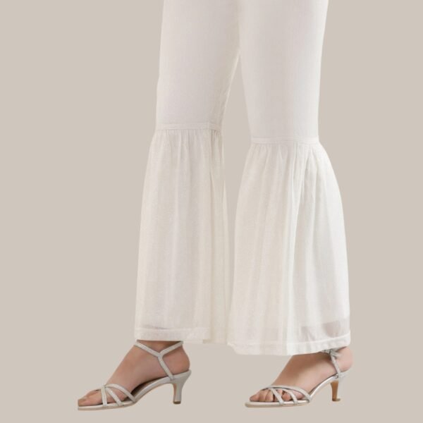 White Net Tiered Sharara with Glitter Highlight - Image 4