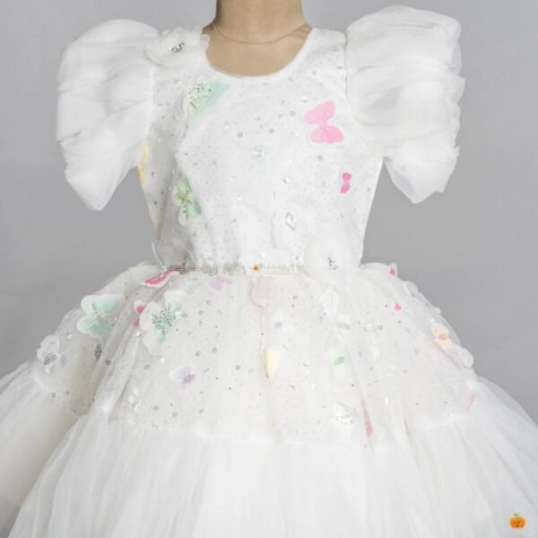 White Ruffled Sleeves Girls Frock - Image 2