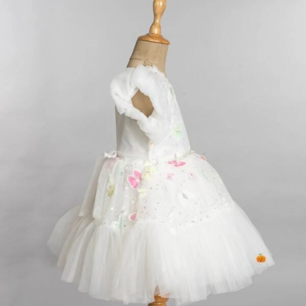 White Ruffled Sleeves Girls Frock - Image 3