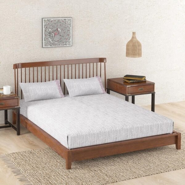 Wine Ameera Cotton Printed Bed Sheet With 2 Pillow Covers - Image 2