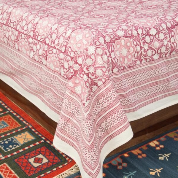 Wine Cotton Hand Block Printed Bed Cover - Image 3