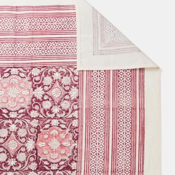 Wine Cotton Hand Block Printed Bed Cover - Image 4